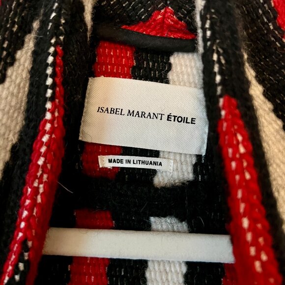Isabel Marant Etoile Wool / Cotton Blend Red Striped Jacket - Picture 4 of 5